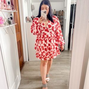 Red and white floral sun dress